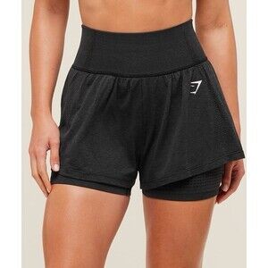 Gymshark Vital Seamless 2.0 2-in-1 Shorts Black Marl Size L EUC High Waist